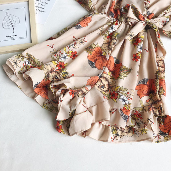 Salopeta de dama model nou cu panglica si model floral