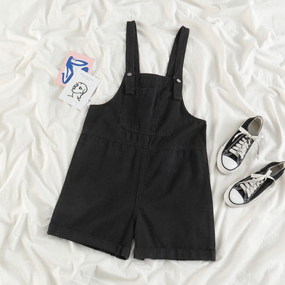 Salopeta scurta de dama cu buzunar si talie inalta