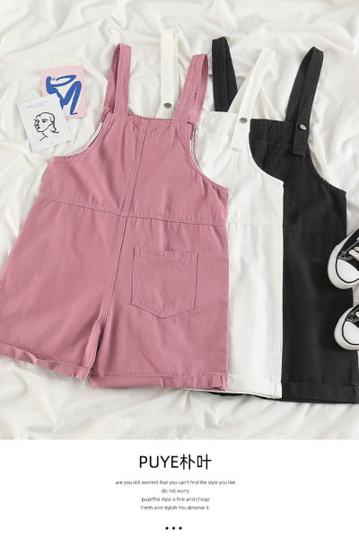 Salopeta scurta de dama cu buzunar si talie inalta