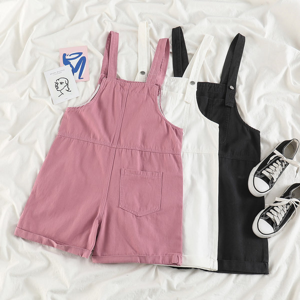 Salopeta scurta de dama cu buzunar si talie inalta