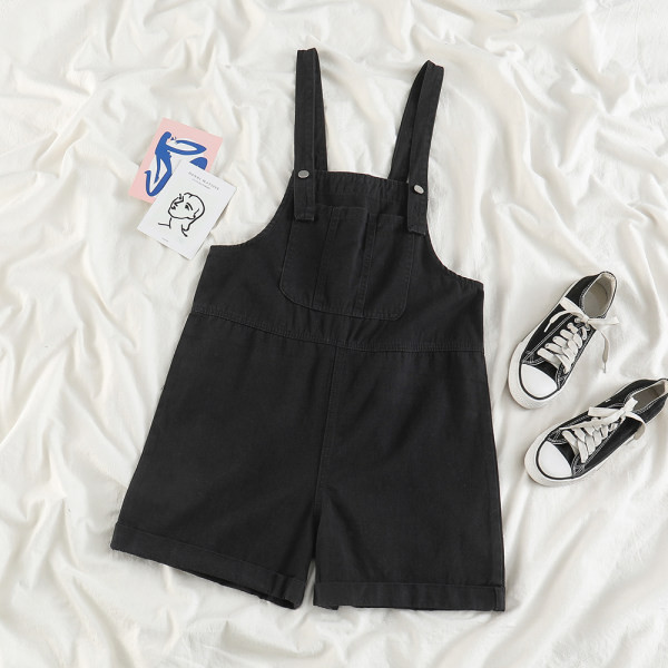 Salopeta scurta de dama cu buzunar si talie inalta