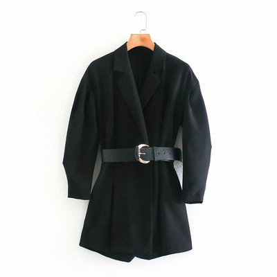 Salopeta moderna cu centura din piele ecologica