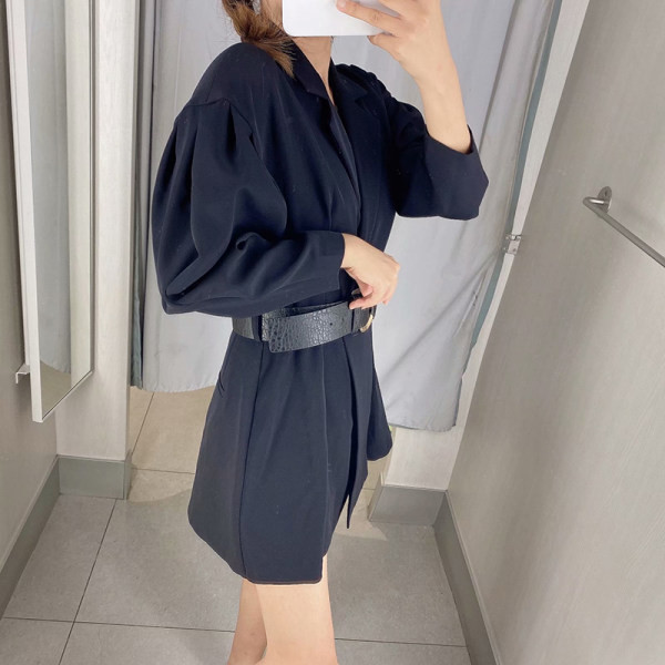 Salopeta moderna cu centura din piele ecologica