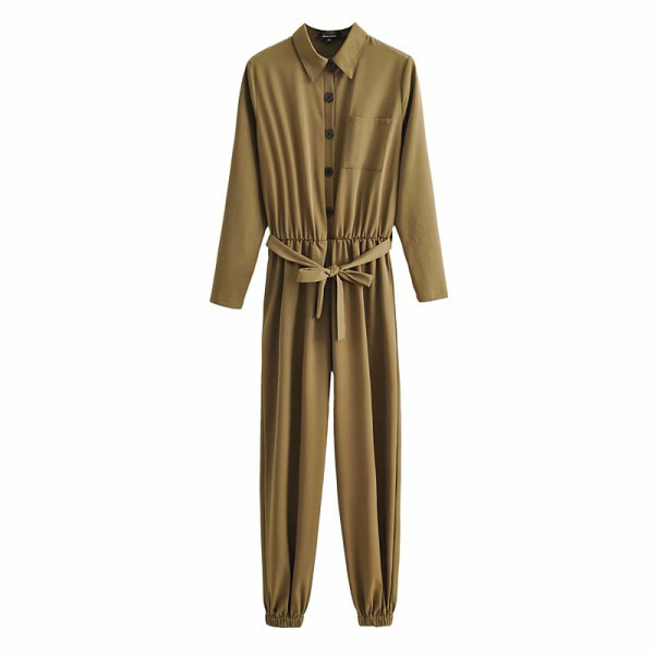 Salopeta lunga de primavara-toamna cu nasturi si curea