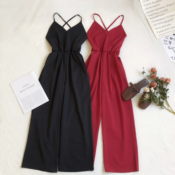 Ženski dugi kombinezon s tankim naramenicama u raznim bojama