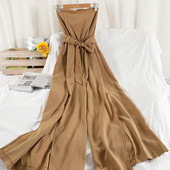 Salopeta lunga de dama cu panglica in talie