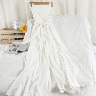 Salopeta lunga de dama cu panglica in talie