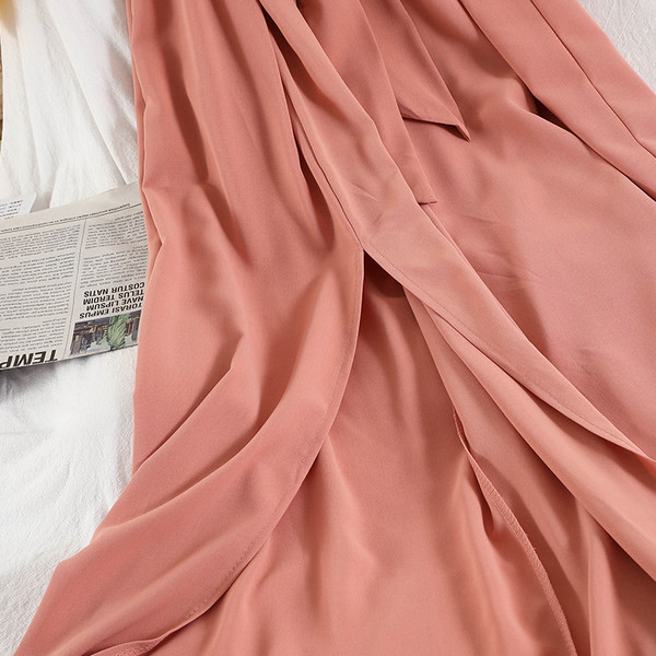 Salopeta lunga de dama cu panglica in talie