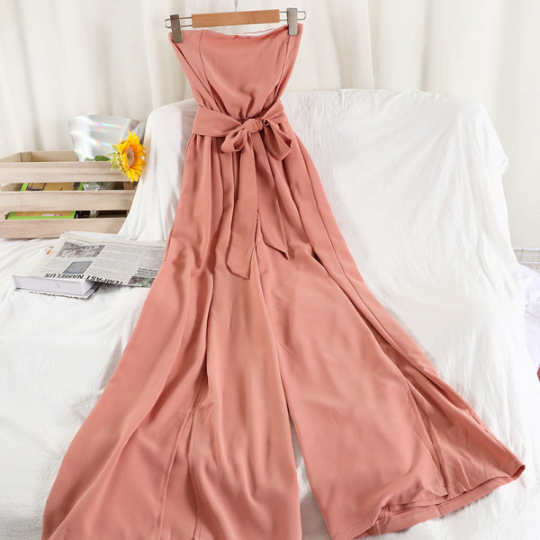 Salopeta lunga de dama cu panglica in talie