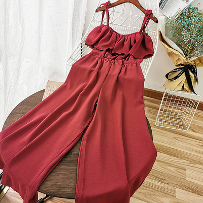 Salopeta lunga de dama cu bretele subtiri si elastic