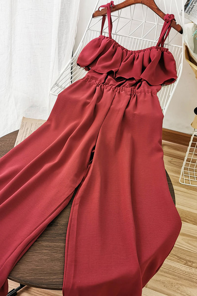 Salopeta lunga de dama cu bretele subtiri si elastic