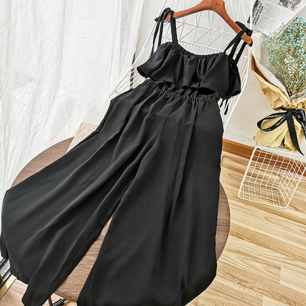 Salopeta lunga de dama cu bretele subtiri si elastic