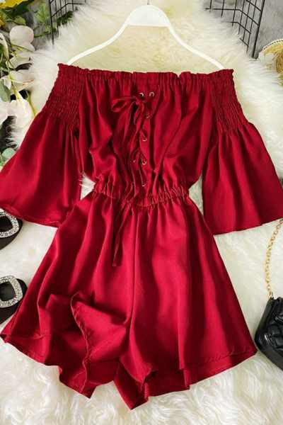 Salopeta dama cu maneci 3/4 cu cravate