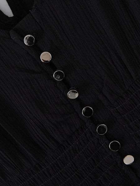 Salopetă lungă cu picioare largi și nasturi