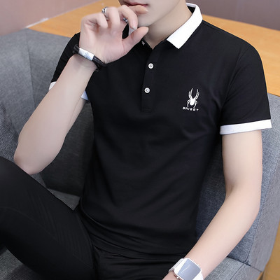 Tricou barbatesc modern cu broderie si guler clasic - doua modele