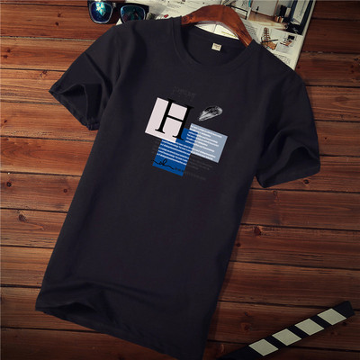 Tricou casual barbatesc cu imprimeu si decolteu rotund