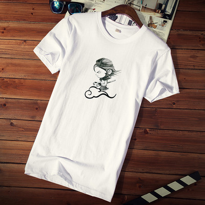 Tricou casual barbatesc cu imprimeu si decolteu rotund