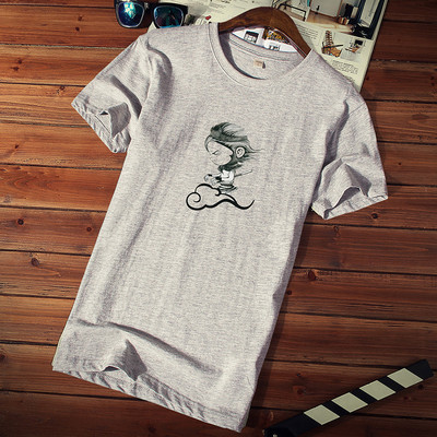 Tricou casual barbatesc cu imprimeu si decolteu rotund