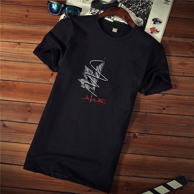 Tricou casual barbatesc cu imprimeu si decolteu rotund