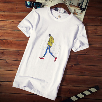 Tricou casual barbatesc cu imprimeu si decolteu rotund