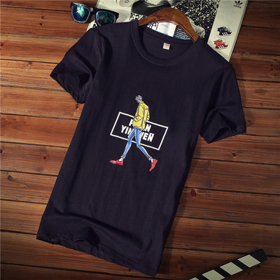 Tricou casual barbatesc cu imprimeu si decolteu rotund