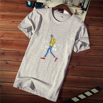 Tricou casual barbatesc cu imprimeu si decolteu rotund