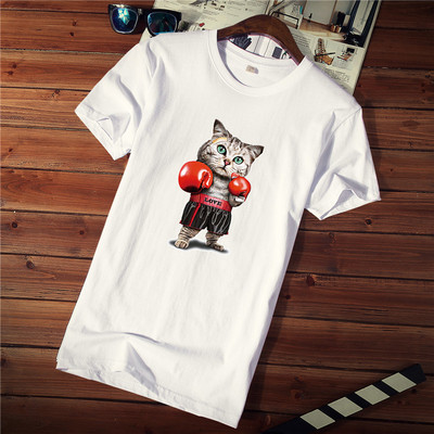 Tricou casual barbatesc cu imprimeu si decolteu rotund