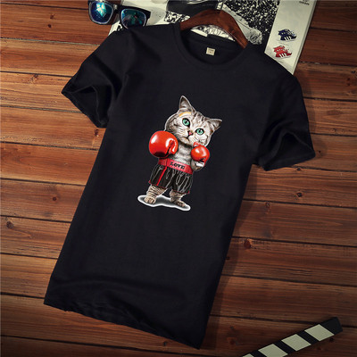 Tricou casual barbatesc cu imprimeu si decolteu rotund