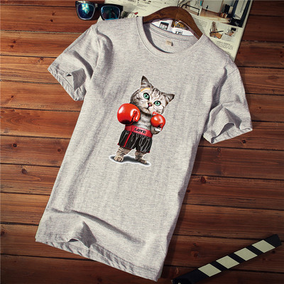 Tricou casual barbatesc cu imprimeu si decolteu rotund