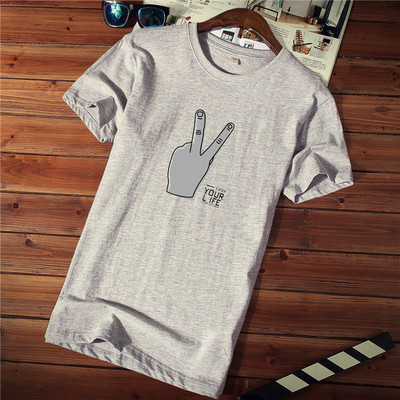 Tricou casual barbatesc cu imprimeu si decolteu rotund