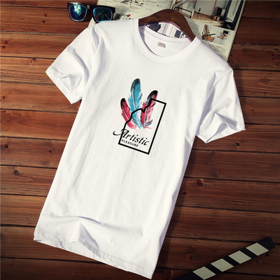 Tricou casual barbatesc cu imprimeu si decolteu rotund