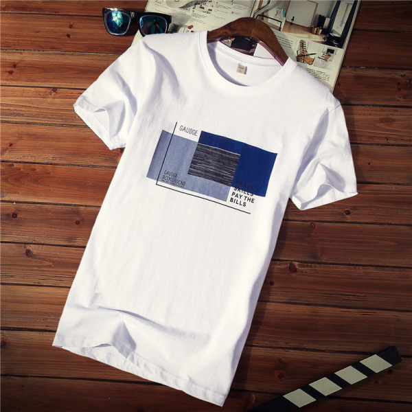 Tricou casual barbatesc cu imprimeu si decolteu rotund