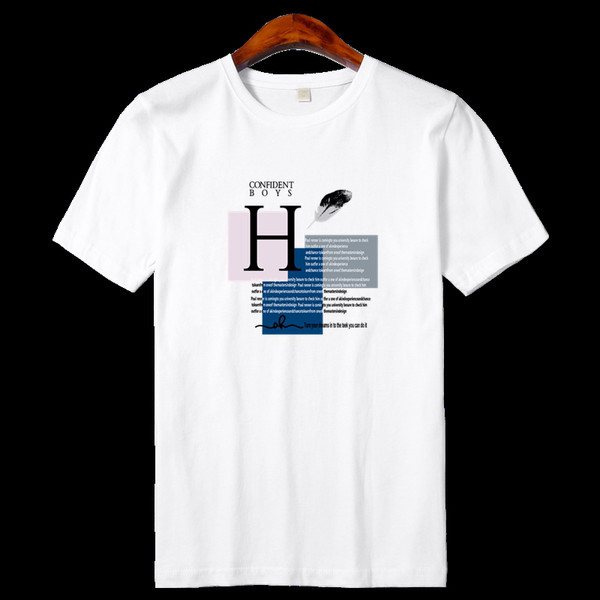 Tricou casual barbatesc cu imprimeu si decolteu rotund