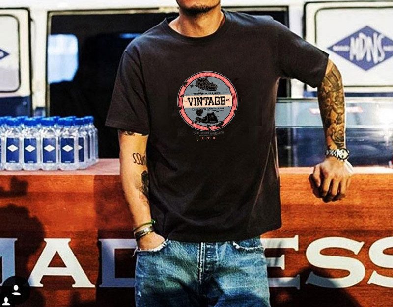 Tricou casual barbatesc cu imprimeu si maneci scurte