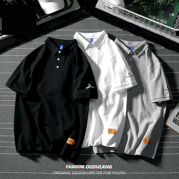 Bluză pentru bărbați cu guler clasic și inscripție brodată