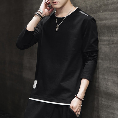 Bluză pentru bărbați cu decolteu rotund și mâneci lungi