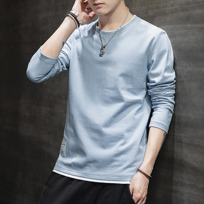Bluză pentru bărbați cu decolteu rotund și mâneci lungi