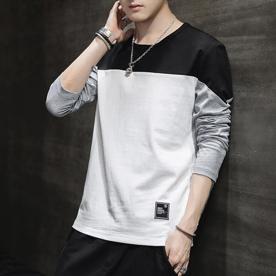 Bluză pentru bărbați cu decolteu rotund și mâneci lungi