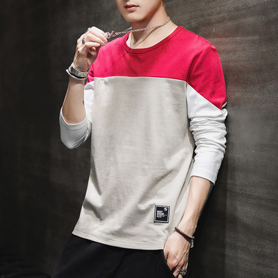 Bluză pentru bărbați cu decolteu rotund și mâneci lungi