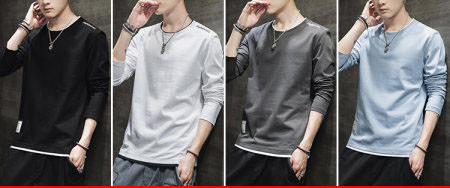 Bluză pentru bărbați cu decolteu rotund și mâneci lungi