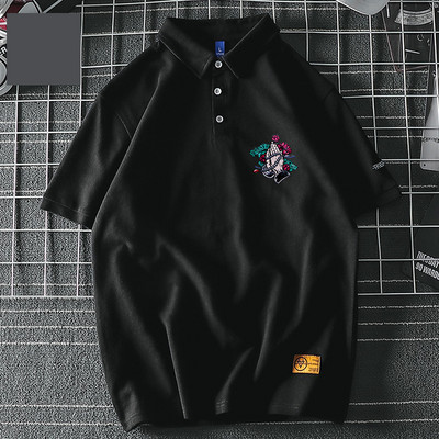 Καλοκαιρινή μπλούζα με κλασικό κολάρο και έγχρωμη εκτύπωση