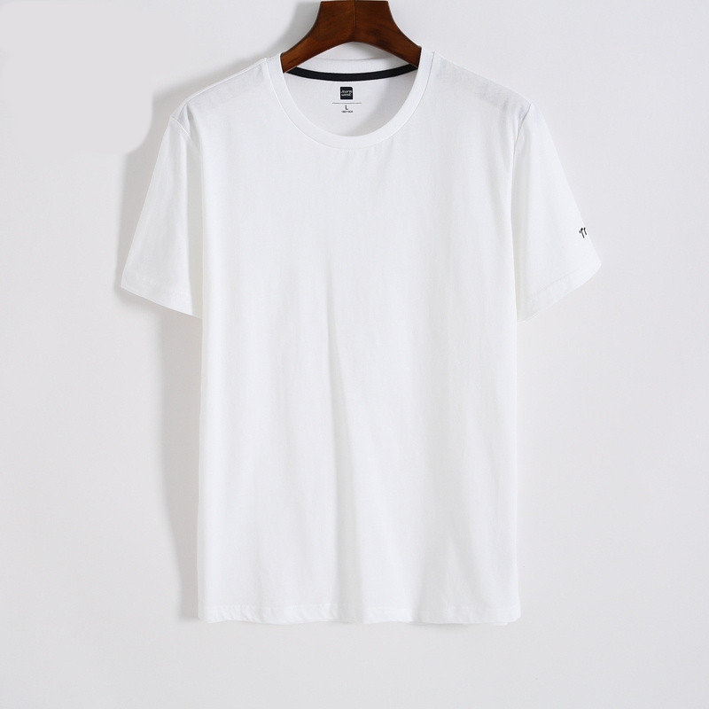 Ανδρική μονόχρωμη μπλούζα με κοντά μανίκια και οβάλ ντεκολτέ