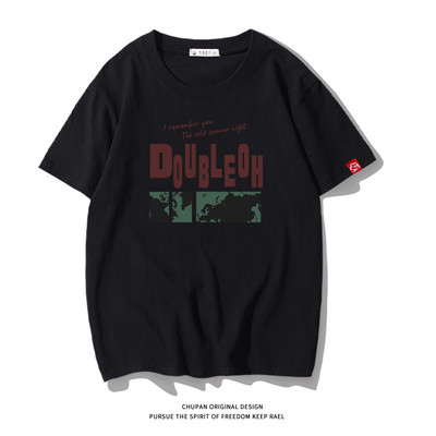 Ανδρικό μπλουζάκι με επιγραφή και κοντά μανίκια