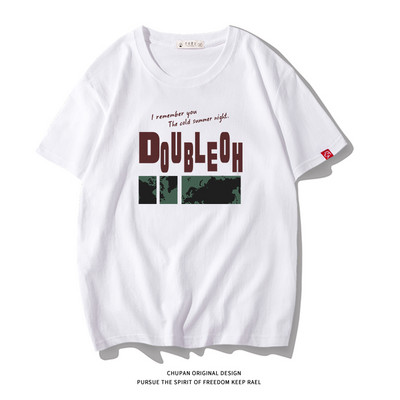 Ανδρικό μπλουζάκι με επιγραφή και κοντά μανίκια