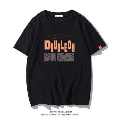 Ανδρικό μπλουζάκι με επιγραφή και κοντά μανίκια