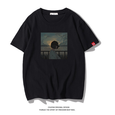 Ανδρικό μπλουζάκι με επιγραφή και κοντά μανίκια