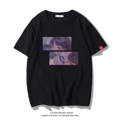 Ανδρικό μπλουζάκι με επιγραφή και κοντά μανίκια