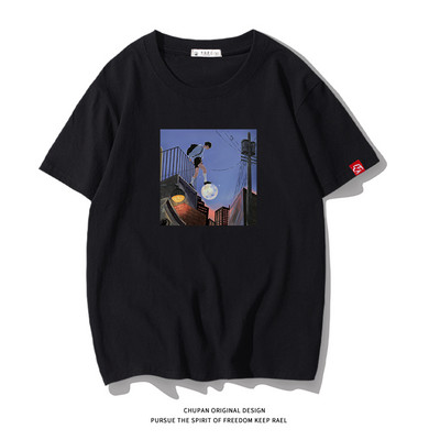 Ανδρικό μπλουζάκι με επιγραφή και κοντά μανίκια