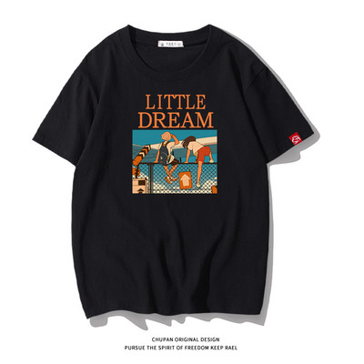 Ανδρικό μπλουζάκι με επιγραφή και κοντά μανίκια