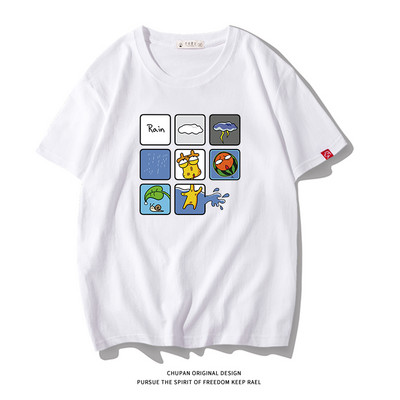 Ανδρικό μπλουζάκι με επιγραφή και κοντά μανίκια